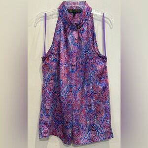 Outback Red Top Paisley High Neck Open Shoulders